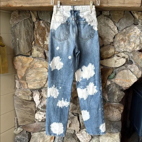 PacSun Blue & White Straight Leg Tie Dye Jeans Women’s size 24 - Picture 2 of 13